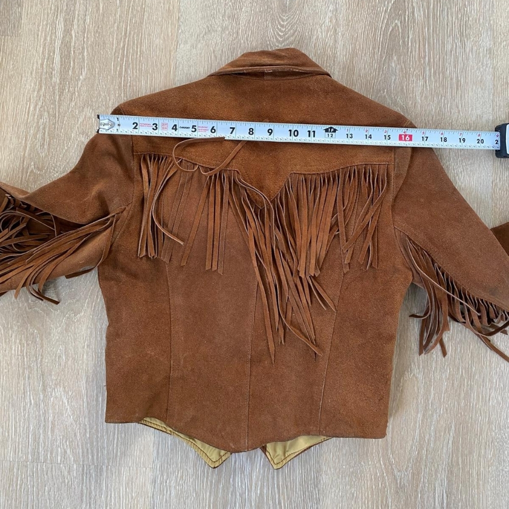 Vintage Suede Leather Brown Fringe Western Jacket - Picture 9 of 9